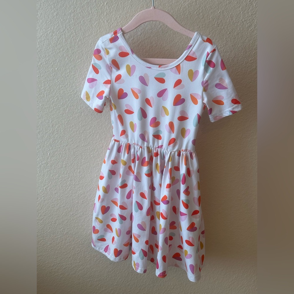 Colorful Heart Pattern Kids Dress